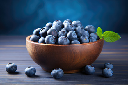 Fresh blueberries in bowl on wooden, a Photo by Iftikhar Alam