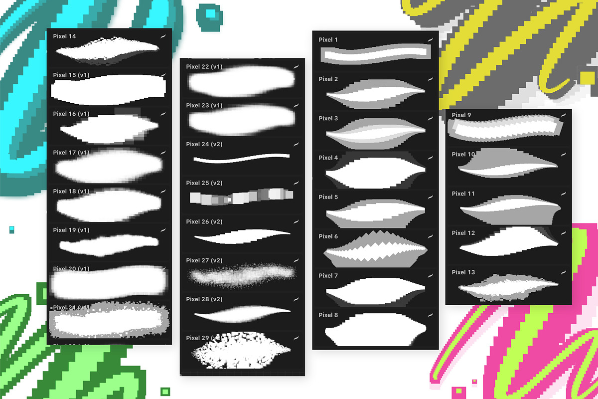 Outline PIXEL Brush set, a Brush Add-On by Magnatype (Photo 5 of 5)