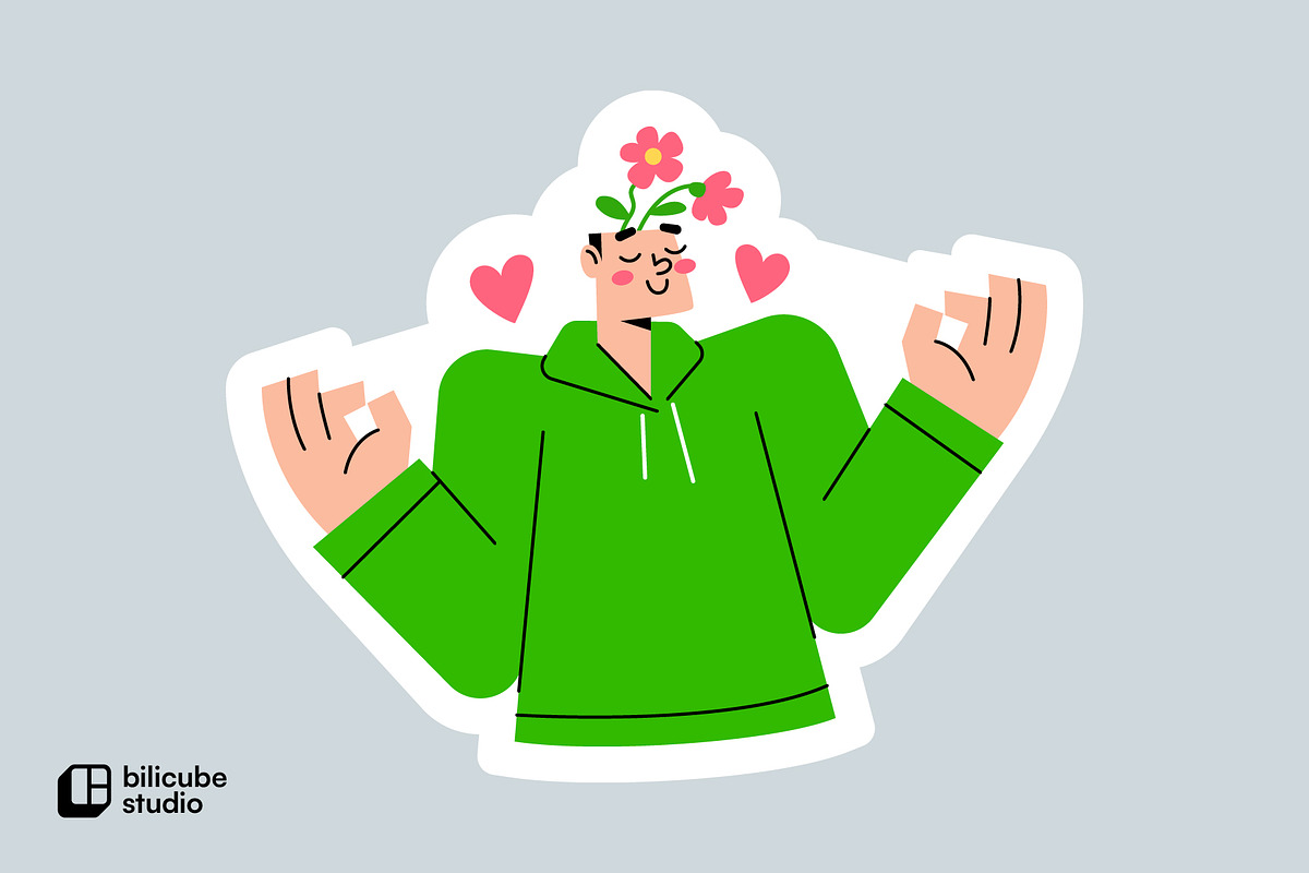 Calming Mind Vector Illustration, a Person Illustration by Bilicube Studio (Photo 3 of 3)