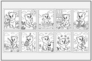 Bear Daily Routine Coloring Pages, an Animal Illustration by Lamia Emad (Thumbnail 2 of 5)