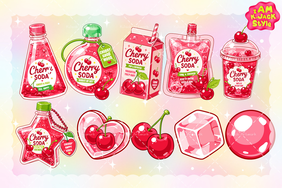 Cute Cherry Soda Clipart PNG, a Food Illustration by K.JackArtwork (Photo 2 of 4)
