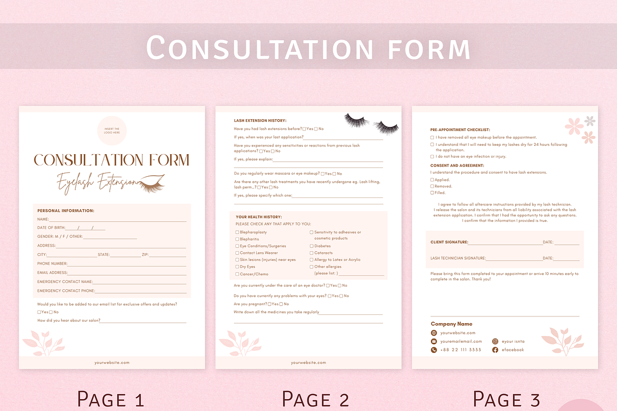 Eyelash Extension Forms Bundle, a Templates & Theme by MondaySpark (Photo 3 of 11)