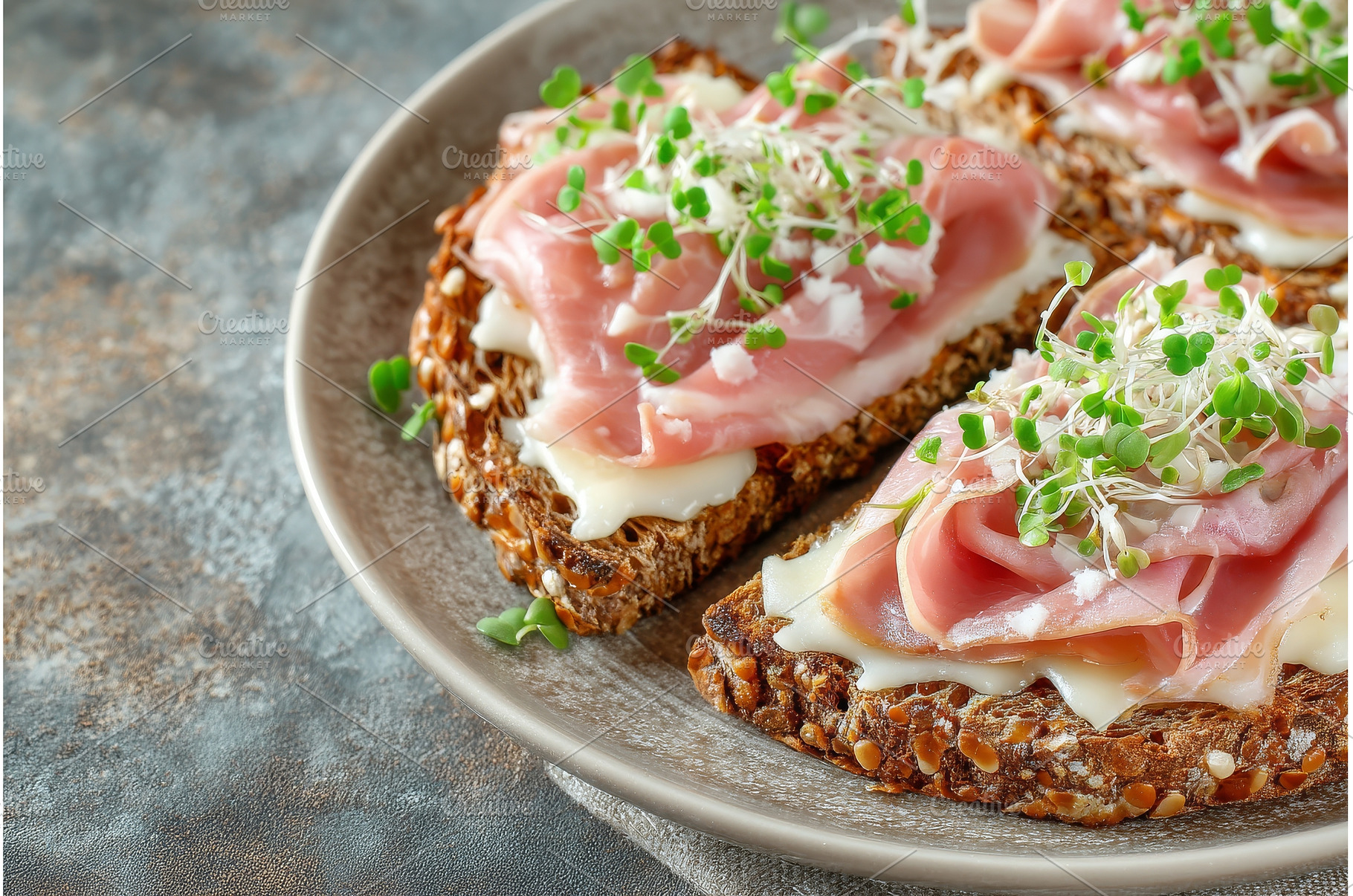 Crostini with ham, ricotta, and, a Food & Drink Photo by ZinetroN