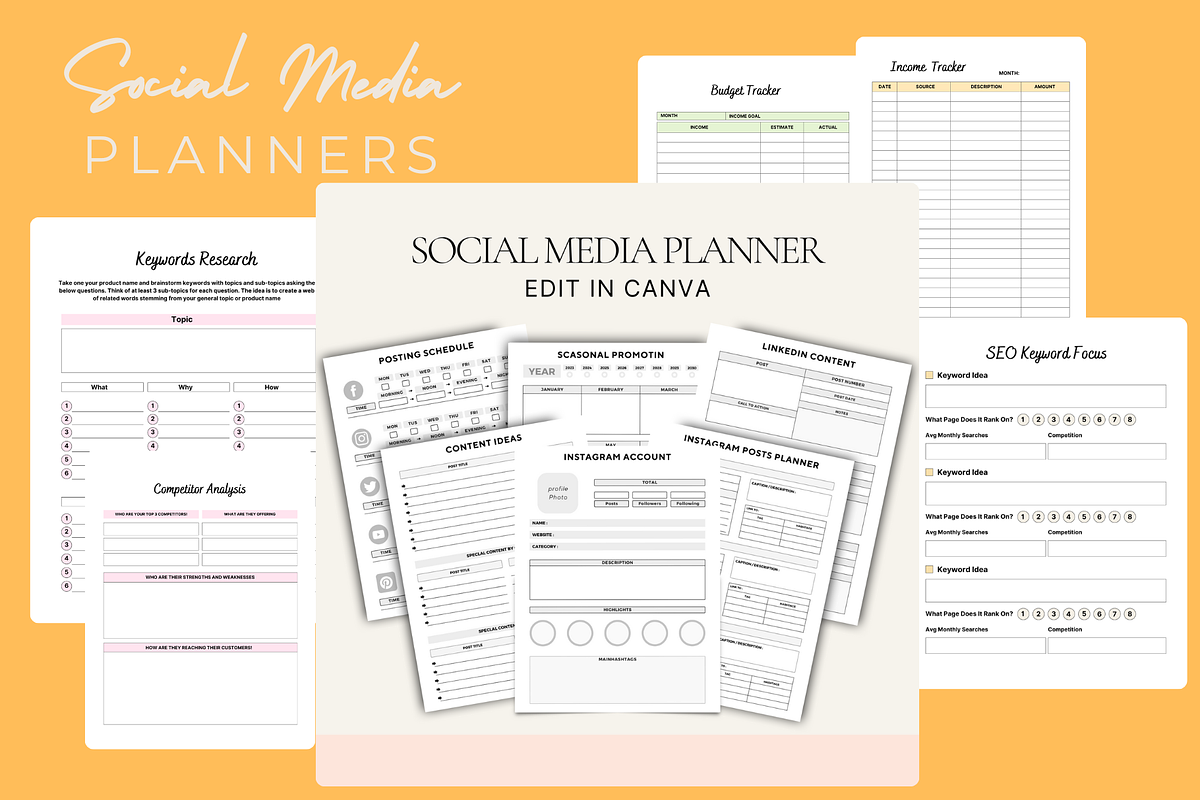 Social Media Content Planner, a Stationery Template by Local Marketing Templates (Photo 1 of 6)