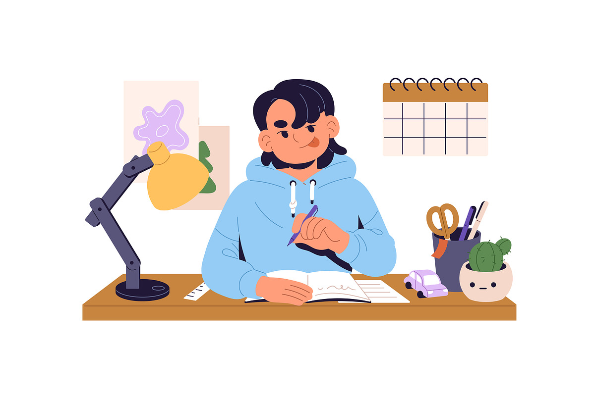 Children do homework, kids study set, an Education Illustration by PaperTrident (Photo 4 of 8)