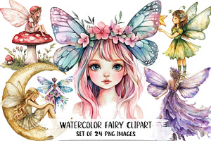 Watercolor Fairy Clipart, an Illustration by DreamPrint404