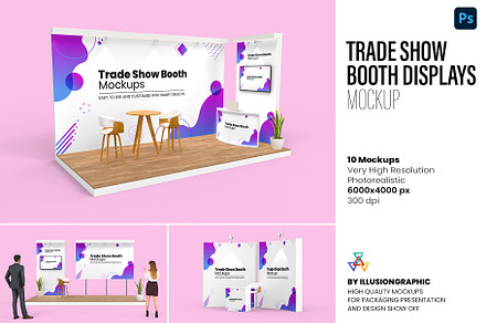 Trade Show Booth Displays Mockup, an Advertising Mockup by Illusiongraphic