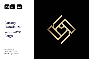 Luxury Initials RR with Love Logo