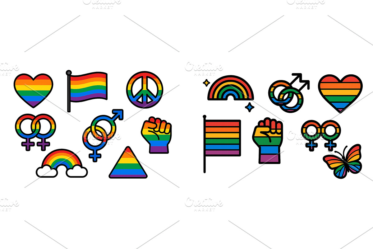 Colorful symbols representing LGBTQ, an Object Illustration by ZinetroN