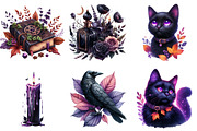 Black & Purple Gothic Autumn Clipart, an Illustration by Watercolor design (Thumbnail 3 of 4)
