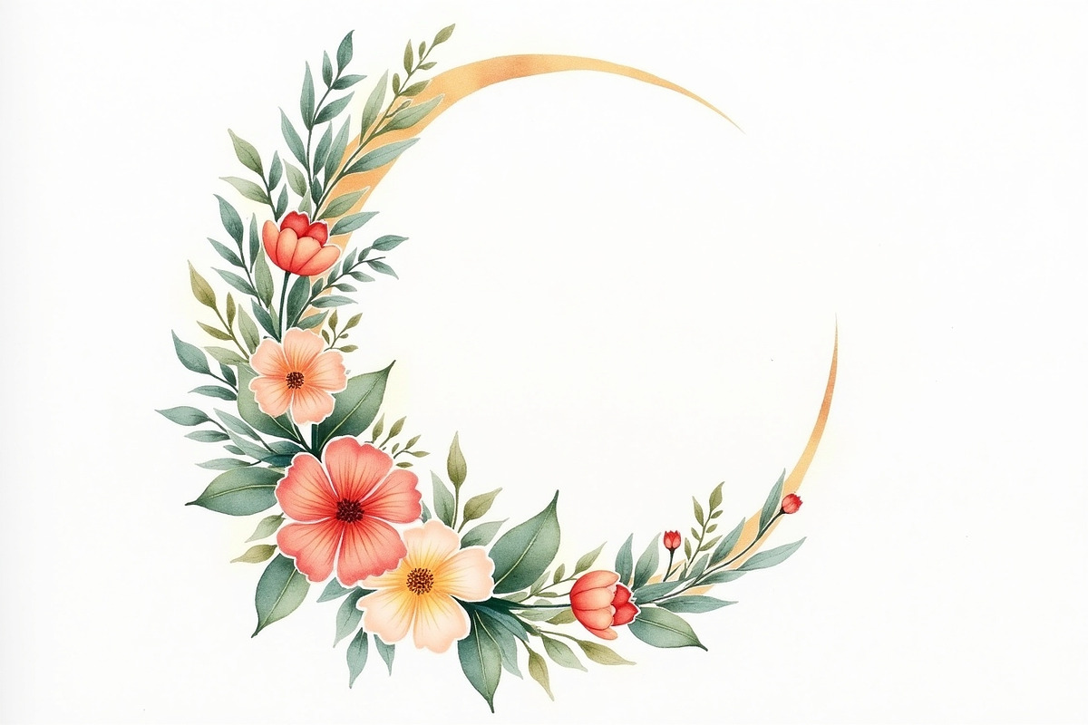 Floral Crescent Moon Watercolor Clip, a Graphic by Gaye Art (Photo 17 of 17)