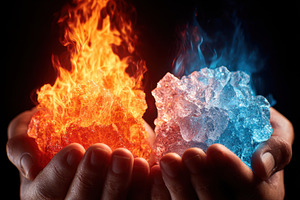 Fire and ice: a visual representation of contrast, an Abstract Photo by AlyaAnd