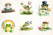 Spring Funny Frog Clipart, an Illustration by DreamCafeArt (Thumbnail 2 of 5)