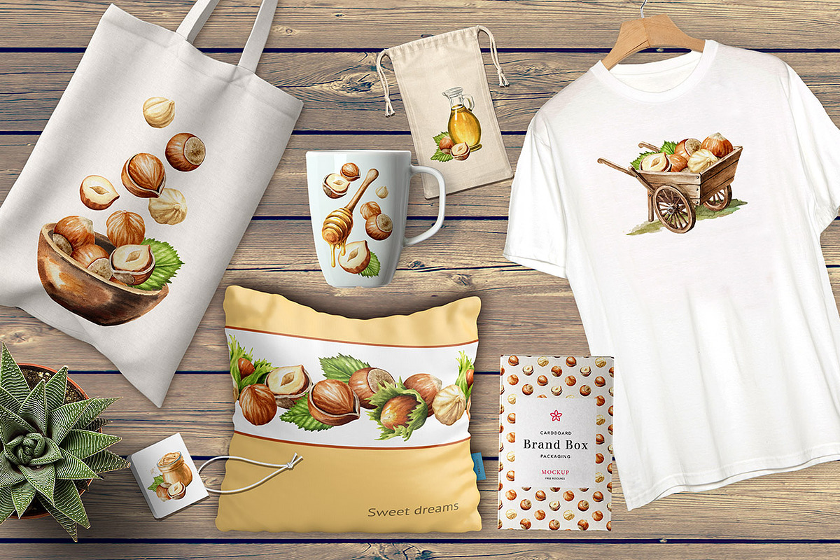 Huzelnuts. Watercolor collection, a Food Illustration by Daria Ustiugova (Photo 23 of 23)