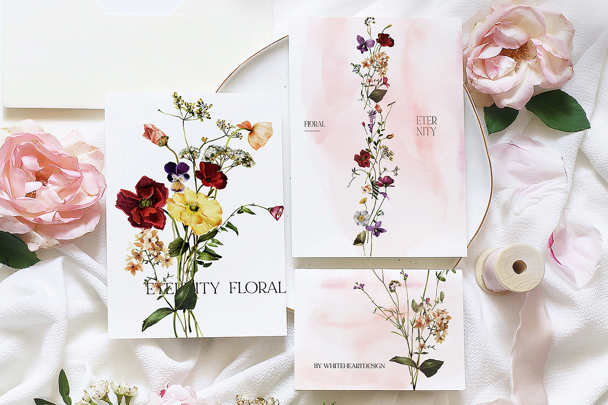 Field Flowers Watercolour Clipart, a Decorative Illustration by whiteheartdesign (Photo 16 of 20)