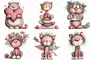 Whimsical Cats Valentines Day Clipar, an Illustration by Black Bird Studio (Thumbnail 5 of 6)
