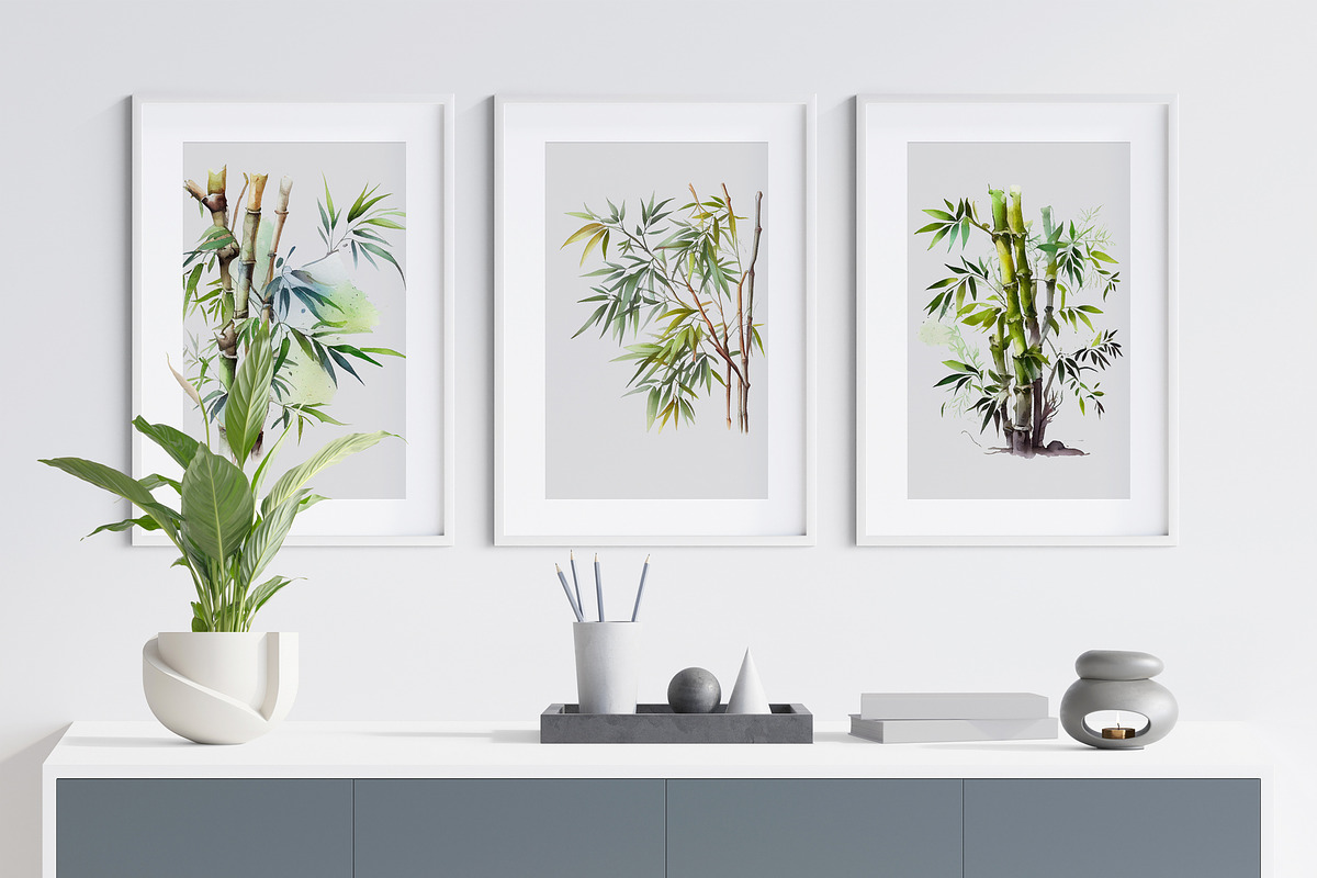 Watercolor Bamboo Trees, a Decorative Illustration by Vasmila (Photo 2 of 8)