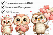 Whimsical Valentine Owl Clipart, an Illustration by Libby Wishes (Thumbnail 7 of 7)