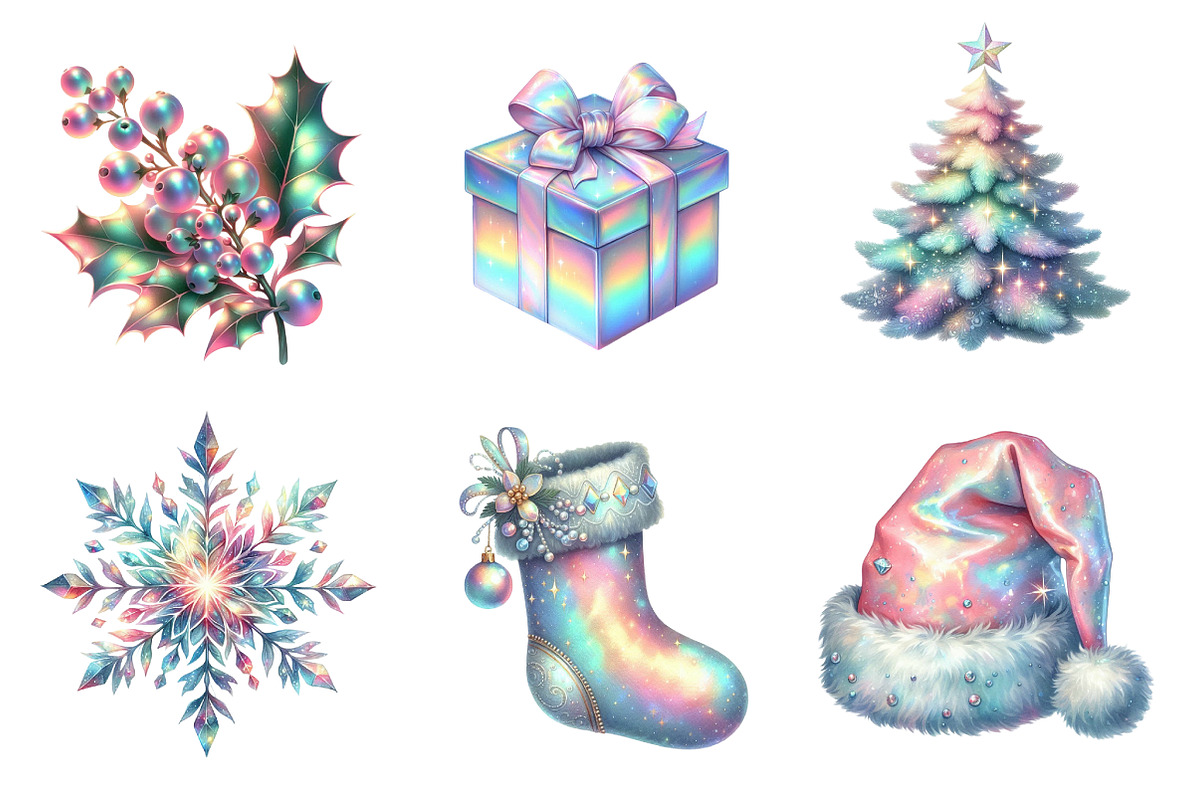 Iridescent Christmas Sublimation Cli, an Illustration by CreationArt (Photo 2 of 6)