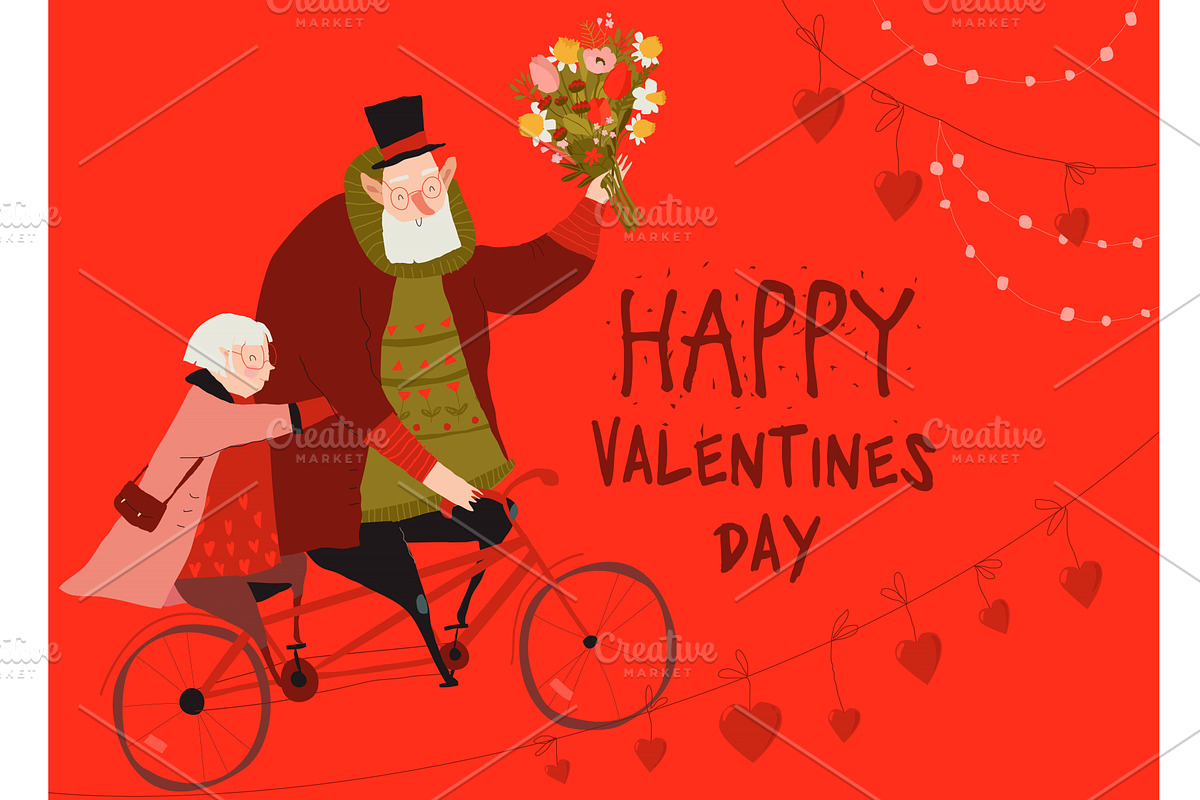 Elderly Couple Riding Bicycle, a Person Illustration by Maria Starus