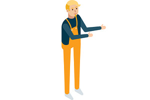 Builder in overalls vector icon, a Person Illustration by SiberianArt