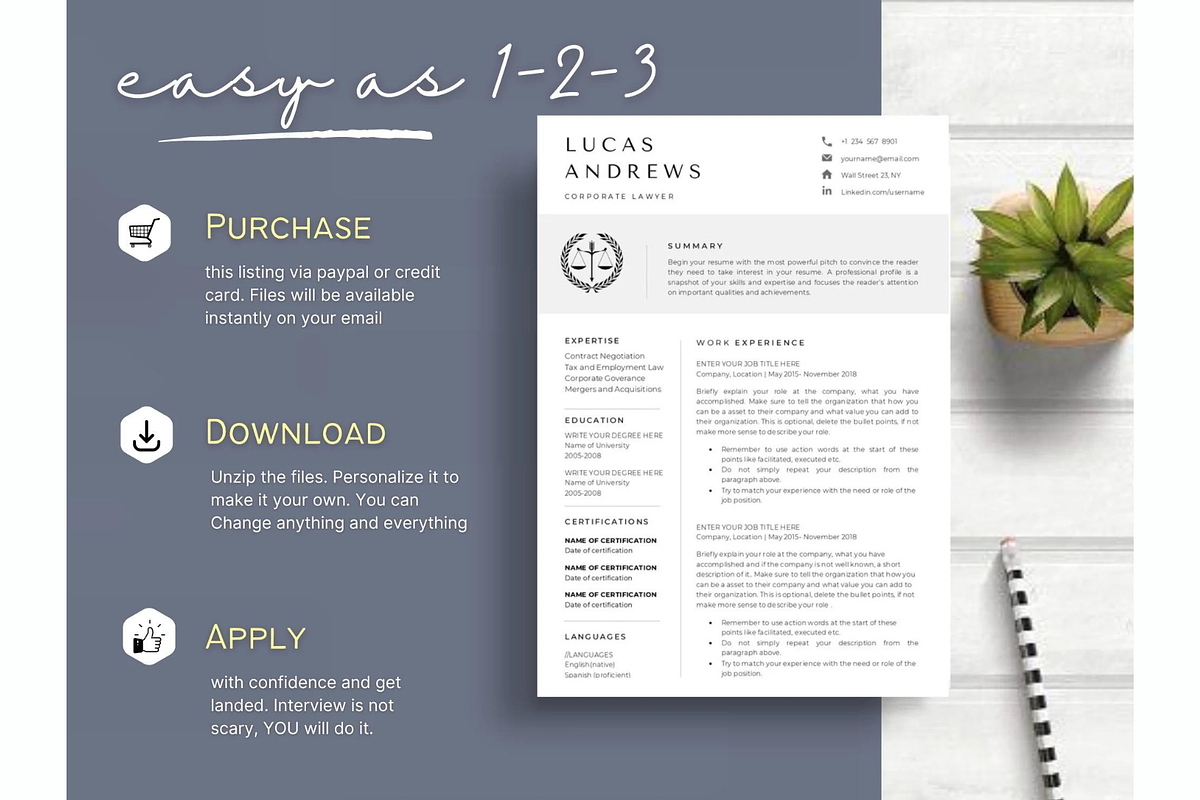 Paralegal resume template for lawyer, a Resume Template by Climbwithelevator (Photo 6 of 6)