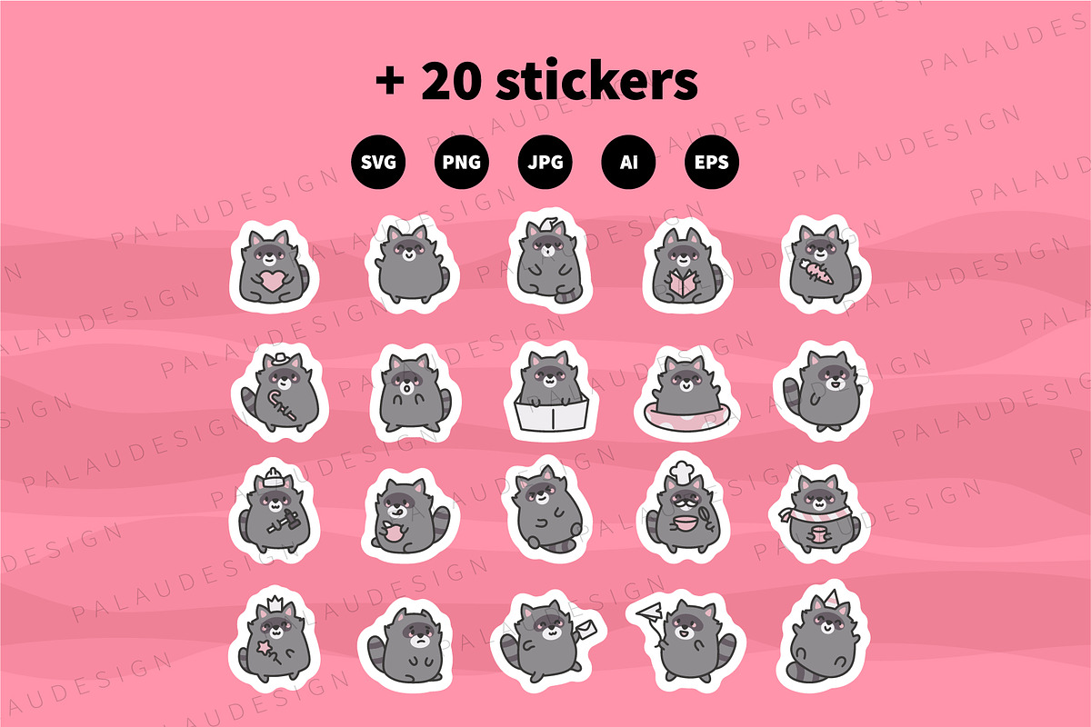 Raccoon Character Bundle, an Animal Illustration by Palau (Photo 9 of 9)