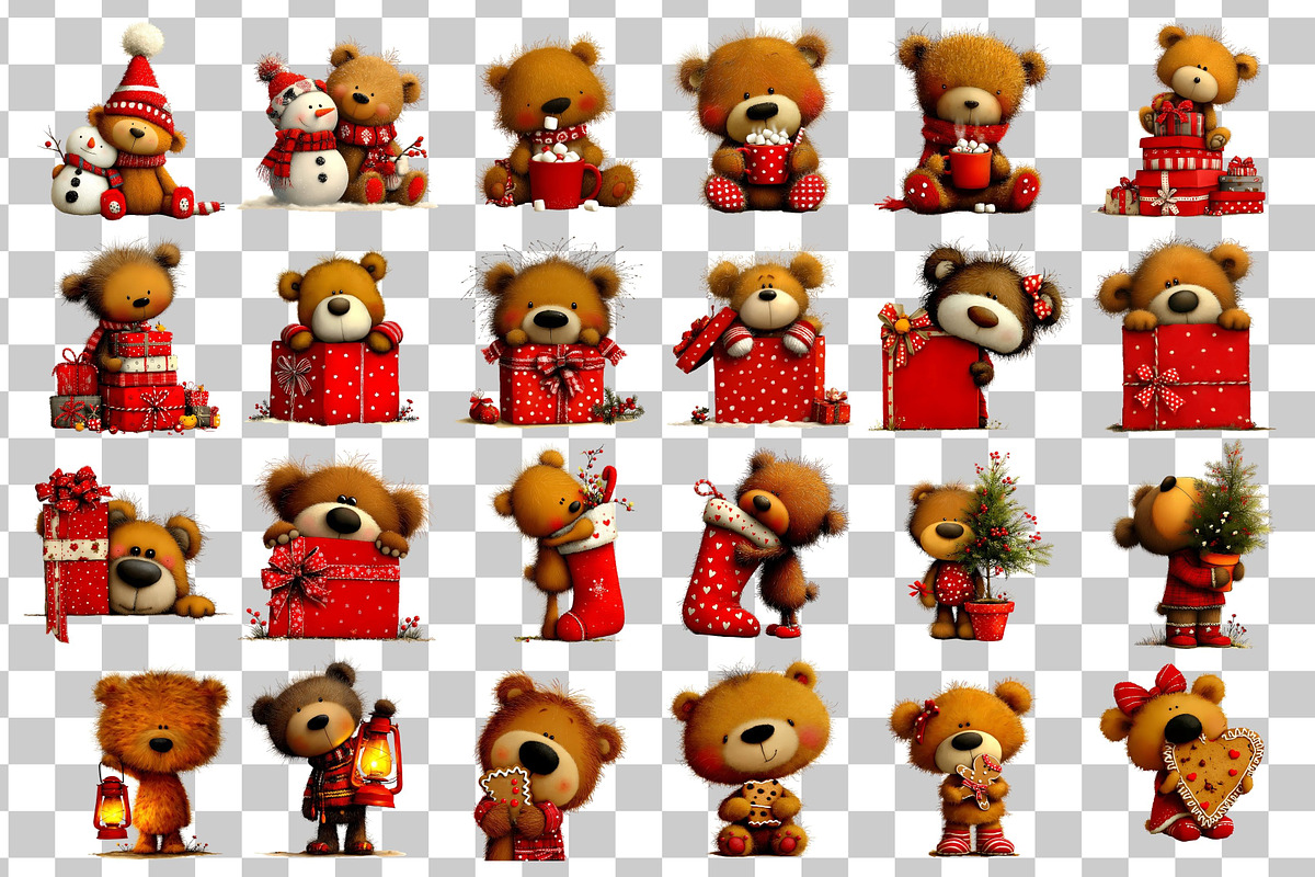 Whimsical Christmas Teddy Bear PNG, a Seasonal Illustration by Nicolle's Colorful Art (Photo 3 of 4)