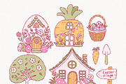 Easter Village Clipart | Hand Drawn, a Seasonal Illustration by TitaLivingArt (Thumbnail 4 of 10)