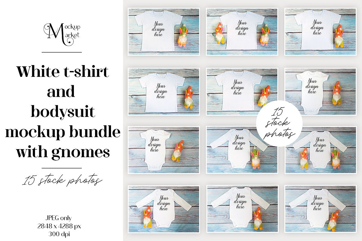T-shirt and bodysuit mockup bundle., a Print Template by MockupMarket (Photo 1 of 16)