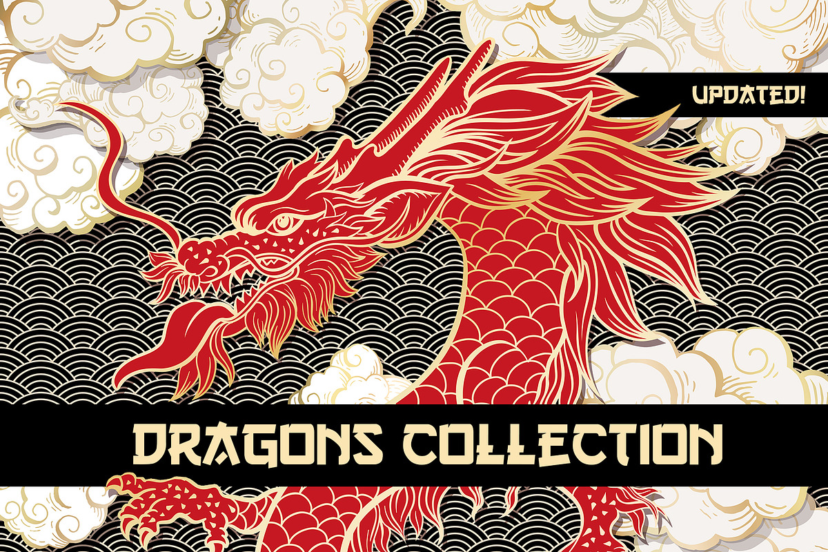 Chinese Dragon Vector Illustrations, a Background Graphic by ilonitta (Photo 1 of 14)