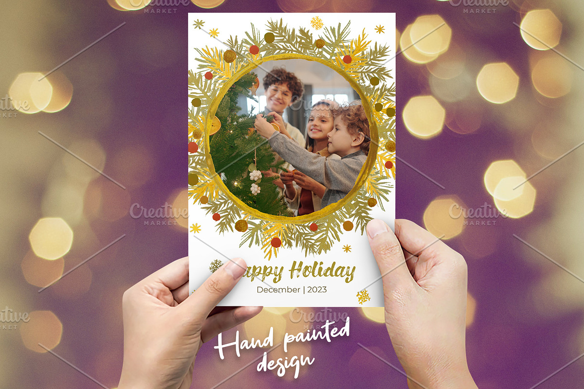 Wreath Photo Card PSD Template, a Card Template by PSD templates and Photos (Photo 2 of 5)