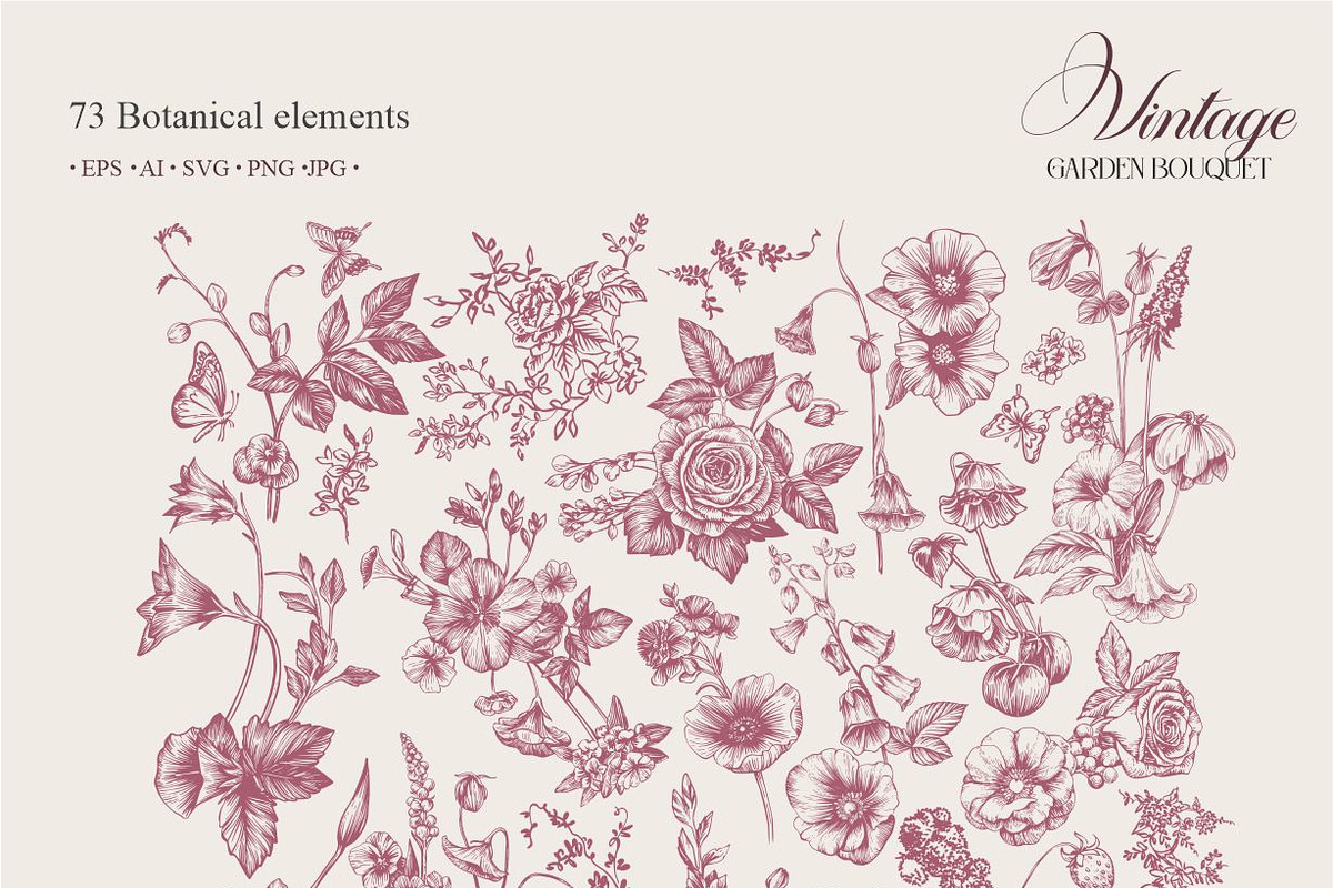 Vintage Garden Bouquet, a Pattern Graphic by Collection by VY (Photo 3 of 10)