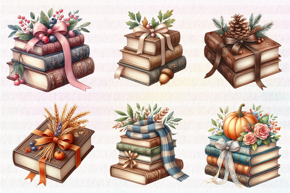 Autumn Bow Book Stack Clipart, an Illustration by CreationArt (Photo 3 of 5)