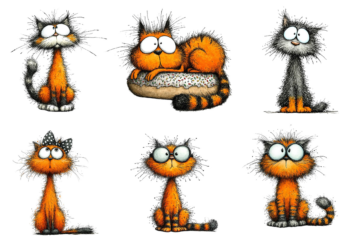 Quirky Cats Sublimation Clipart, an Illustration by Dream Creation (Photo 2 of 7)