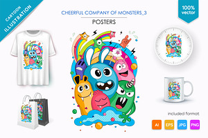 Cheerful company of monsters 03., an Animal Illustration by KENO Mascots