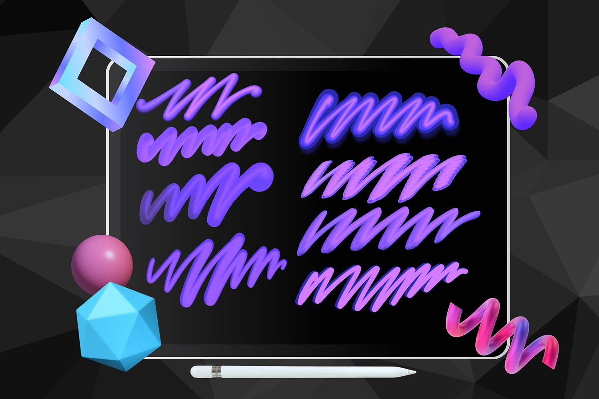 PRO3d Lettering Brushes For Procreat, a Brush Add-On by Torus1 (Photo 7 of 7)