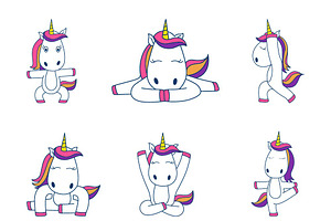 Illustration Of Cute Unicorn Set