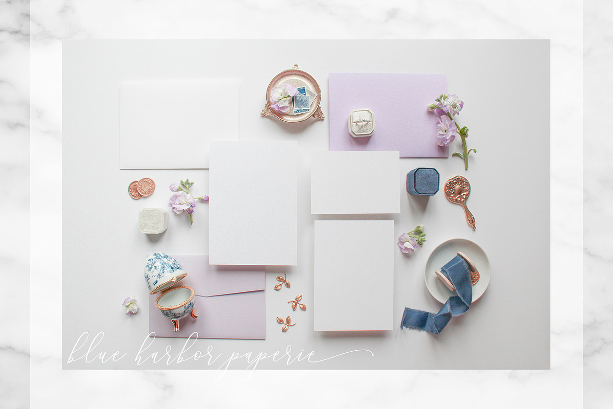 Lilac & Royal Stationery Mockup, a Photo by BlueHarborPaperie (Photo 5 of 7)