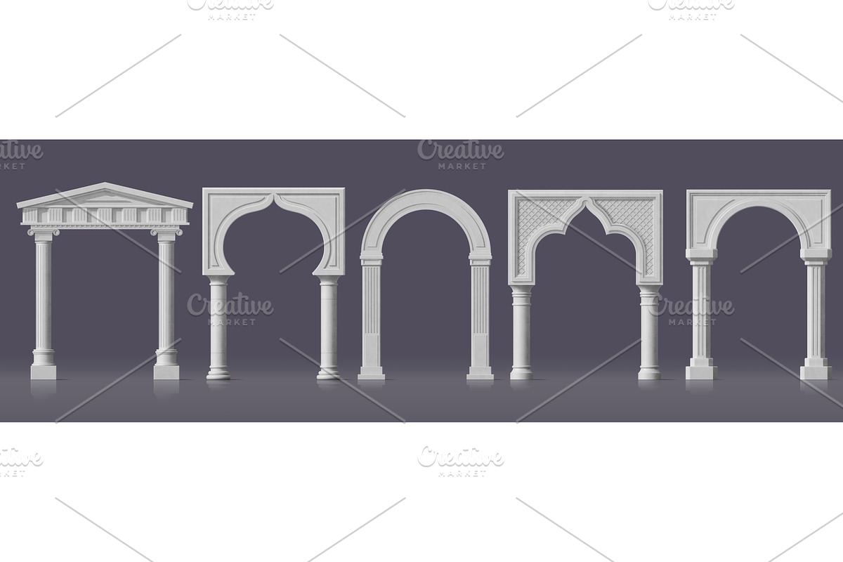 Realistic palace arch white marble, an Object Illustration by Vector Tradition