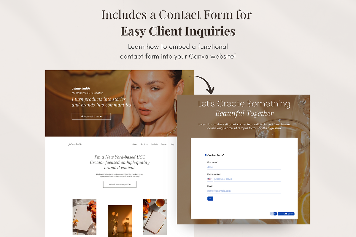 UGC Portfolio Canva Website Template, a Landing Page Template by GlamWebDesigns (Photo 4 of 8)