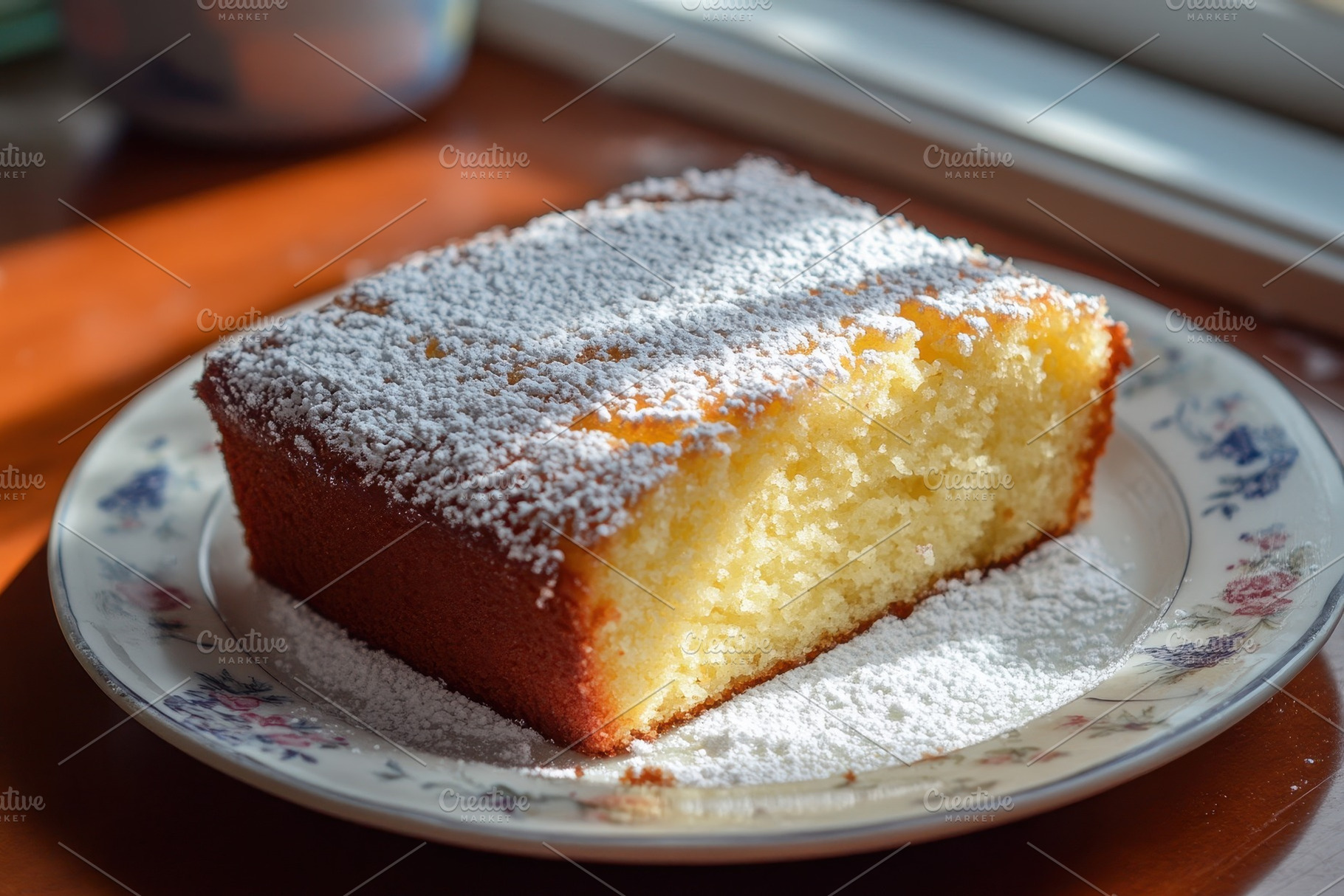 Delightful lemon pound cake topped, a Photo by Pavel_design