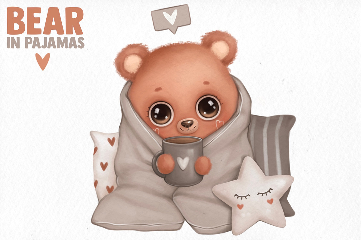 Bear in pajamas, an Animal Illustration by designs.svkl (Photo 4 of 6)