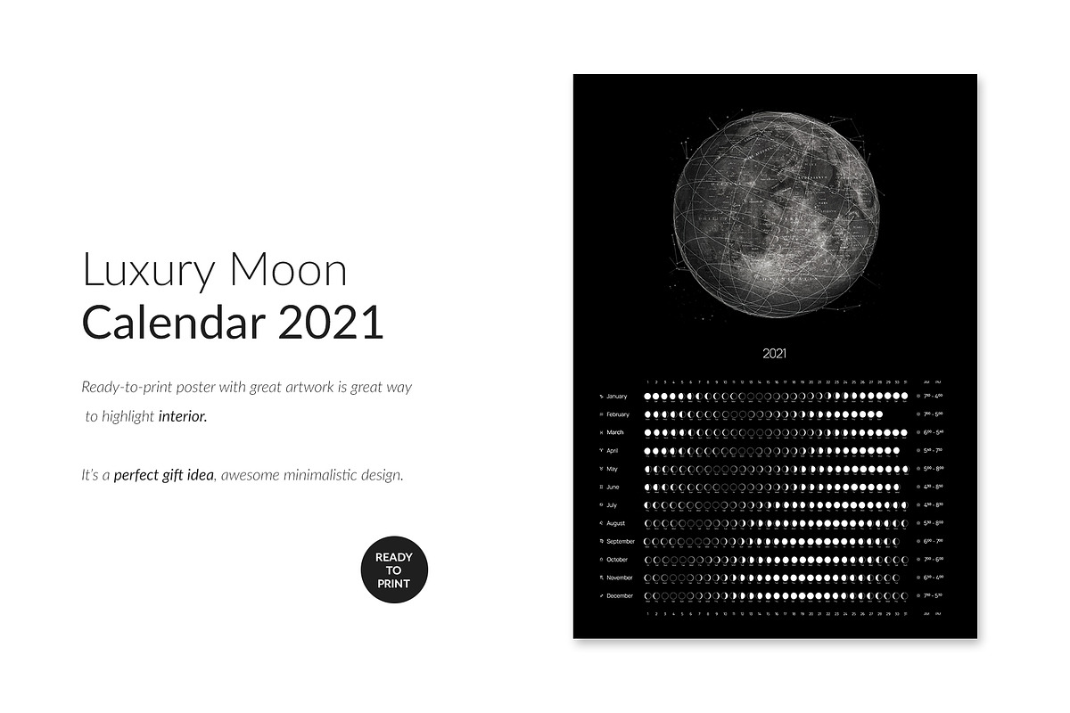Moon Calendar 2021 #ready-to-print, a Flyer Template by BlackMocca (Photo 2 of 3)