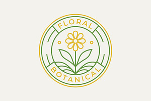 beauty sunflower badge line art logo, a Branding & Logo Template by Blazybone