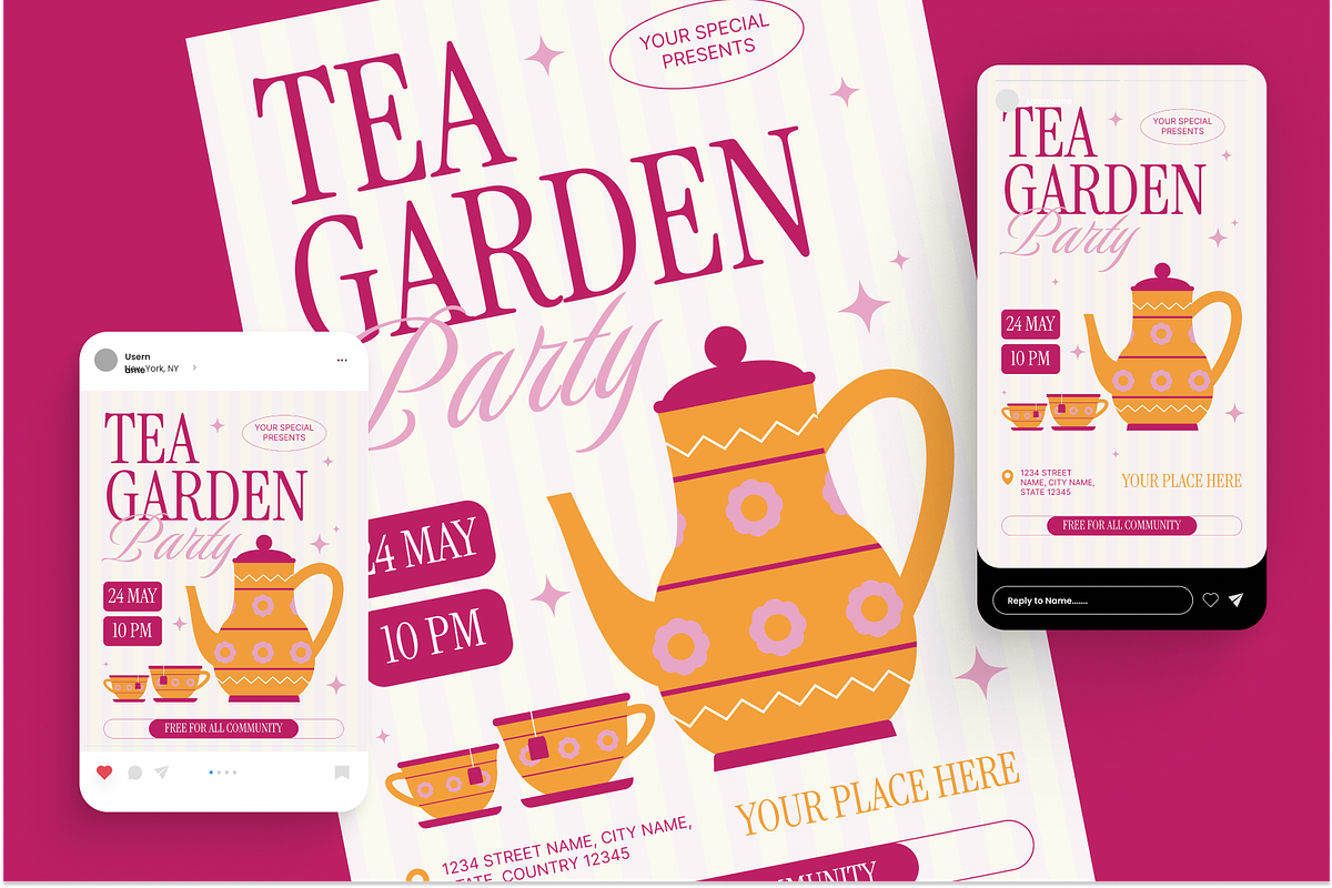 Tea Party Flyer Set, a Flyer Template by Annora Studio (Photo 2 of 6)
