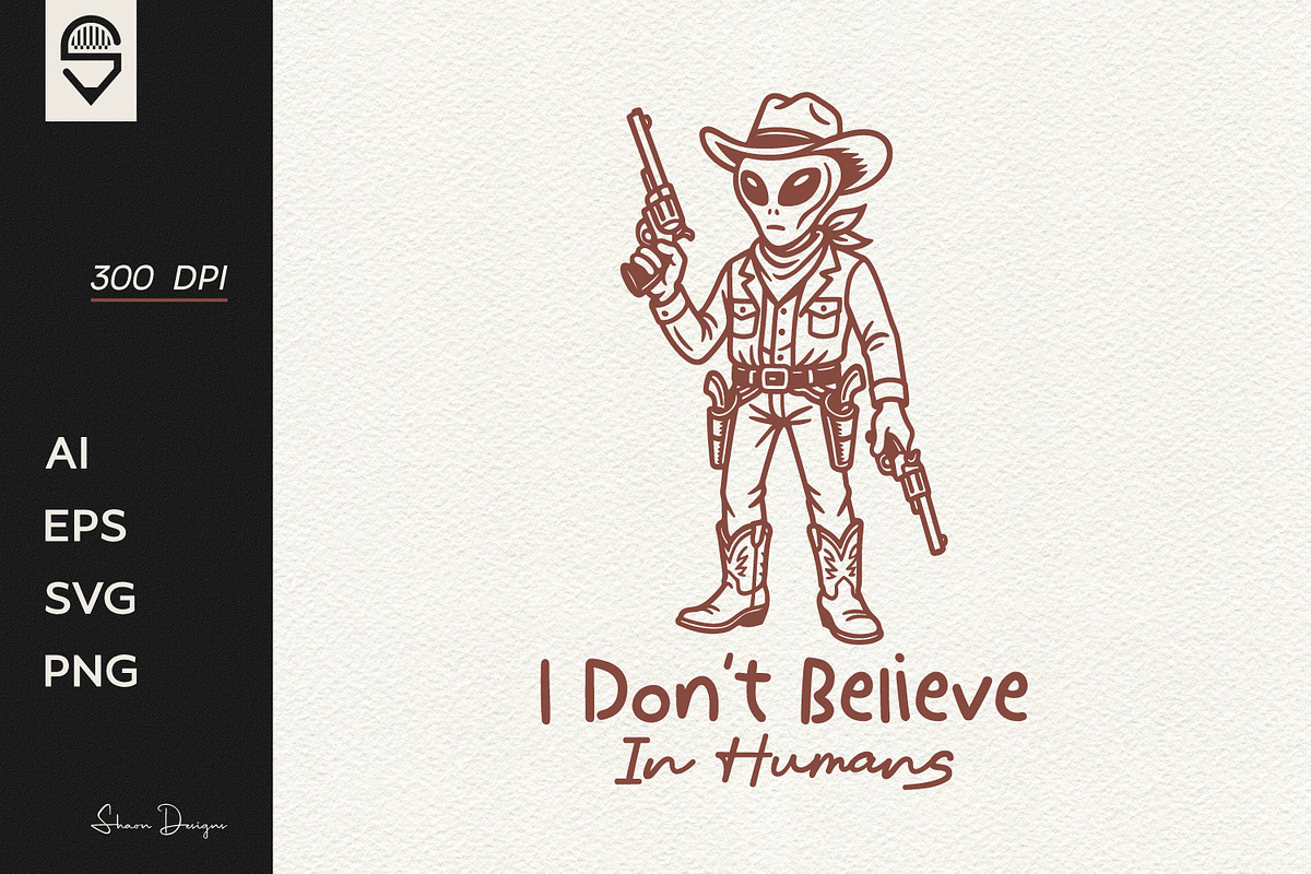 cowboy alien t-shirt design, a Graphic by shaondesigns (Photo 1 of 4)