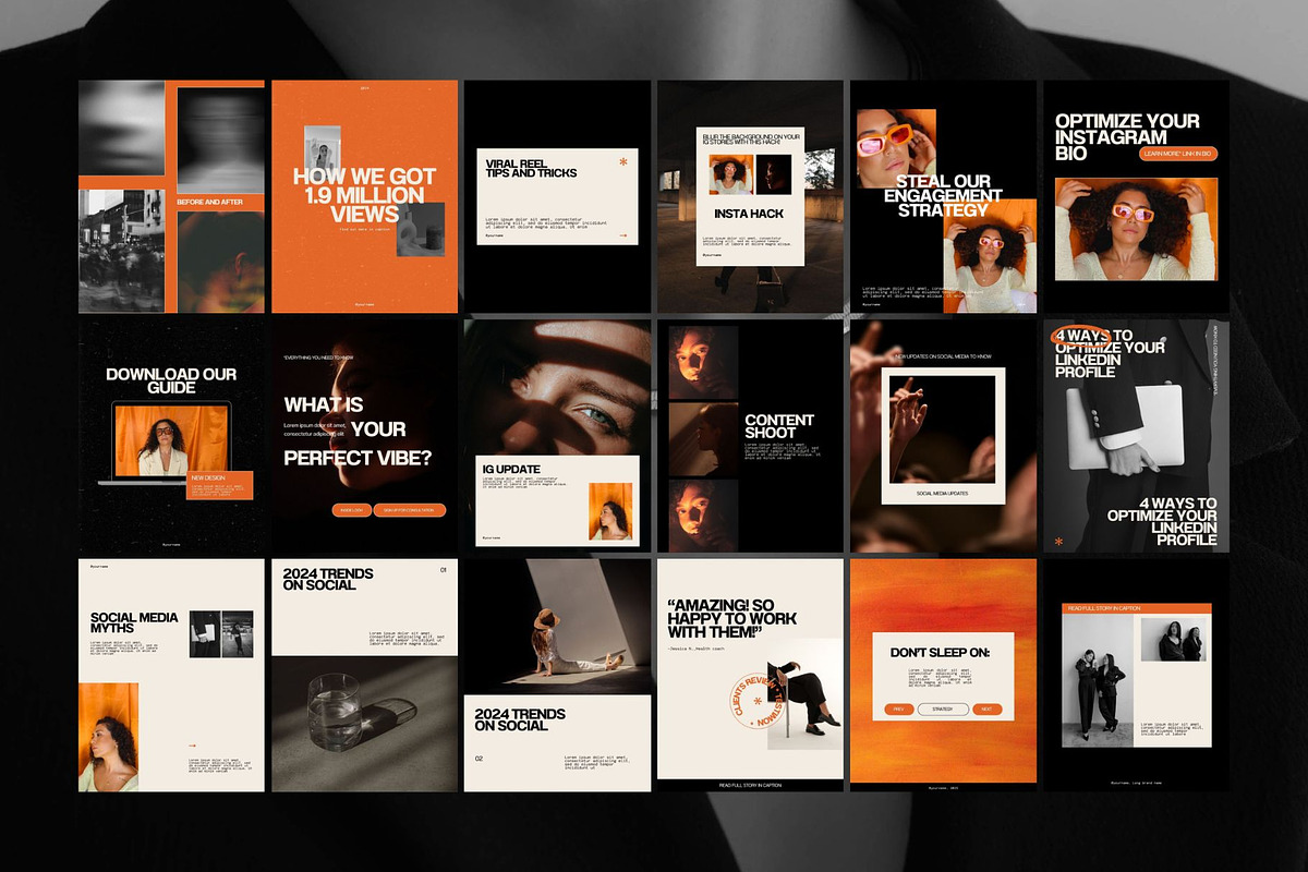 Portrait Instagram Templates Orange, a Social Media Template by Digital&Chic (Photo 2 of 6)