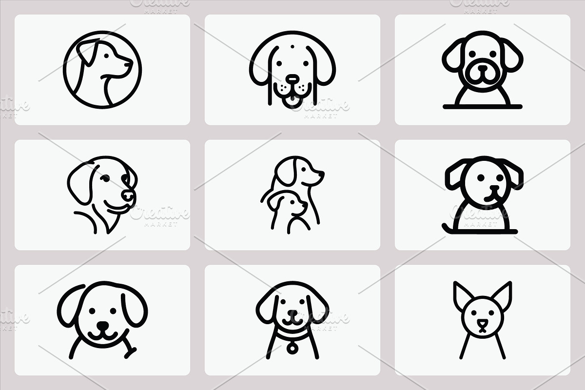 Dog Head Icons Minimalist Outline, an Animal Illustration by Vectorium Studio (Photo 2 of 4)