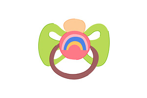 Rubber Pacifier Baby Cartoon Vector